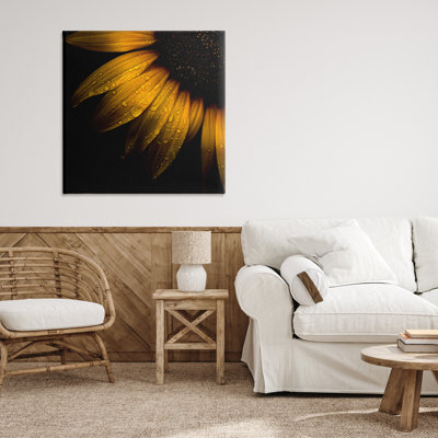 Détail de tournesol avec toile de gouttelettes, design par Brian Carson