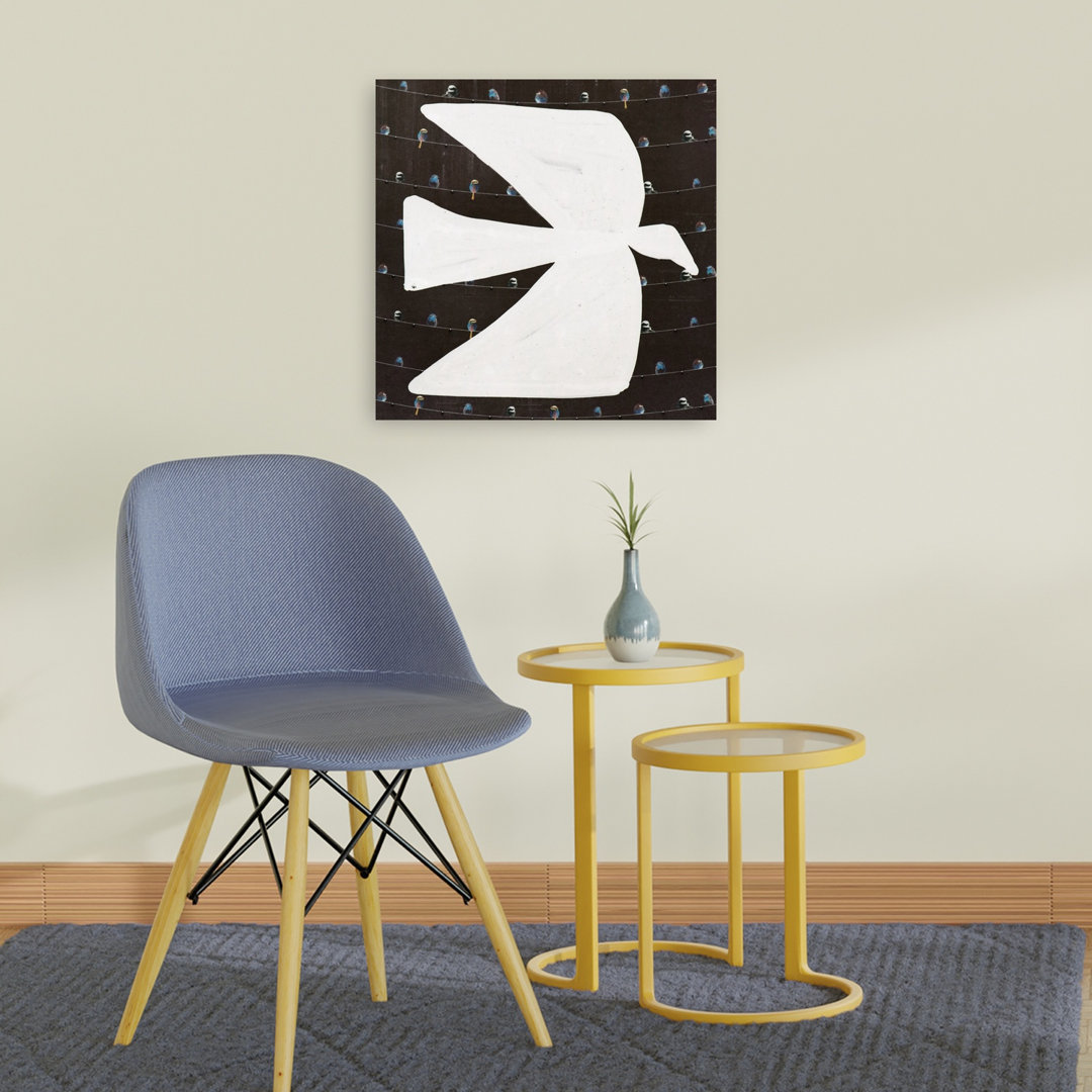 White Peace Dove Serene Contemporary Bird Nature Wall Art Print