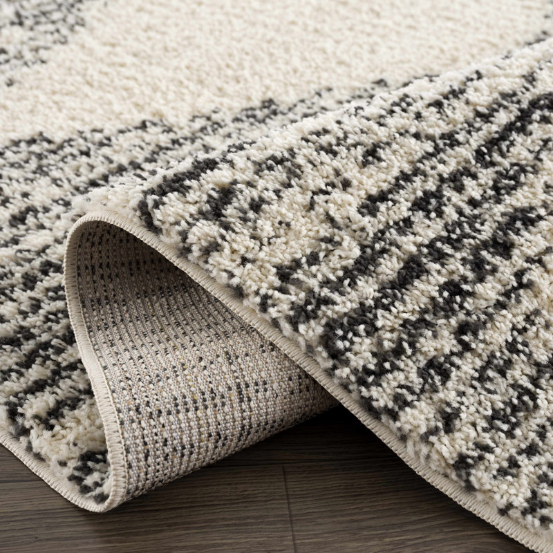 Gray and Beige Geometric Synthetic Runner Rug 2'7" x 10'