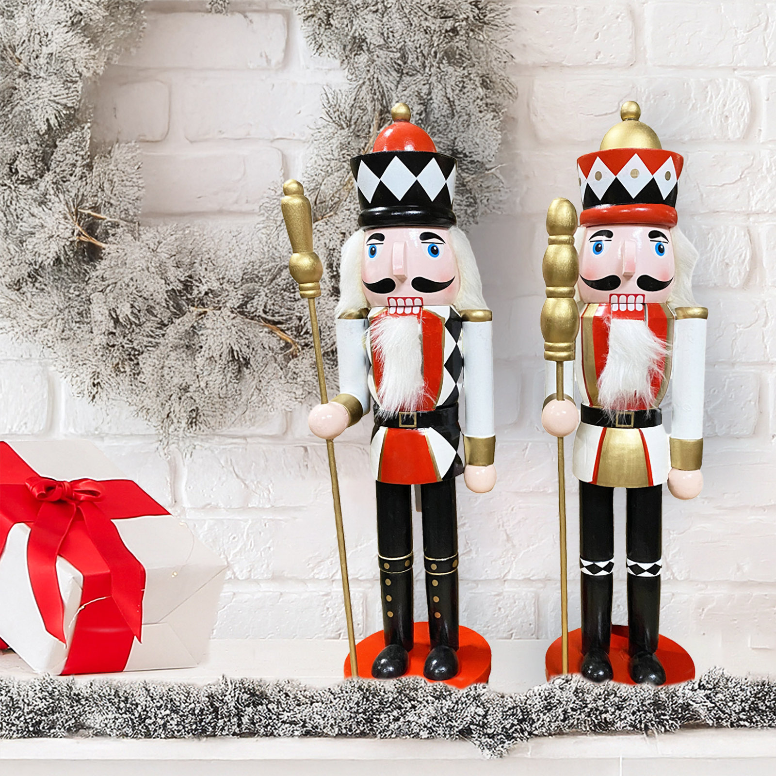 15" Harlequin Nutcracker, Set Of 2