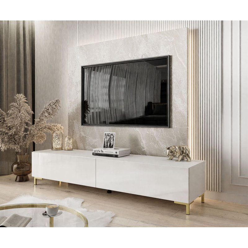 Collina Unfinished TV Stand for TVs up to 75", White/Gold