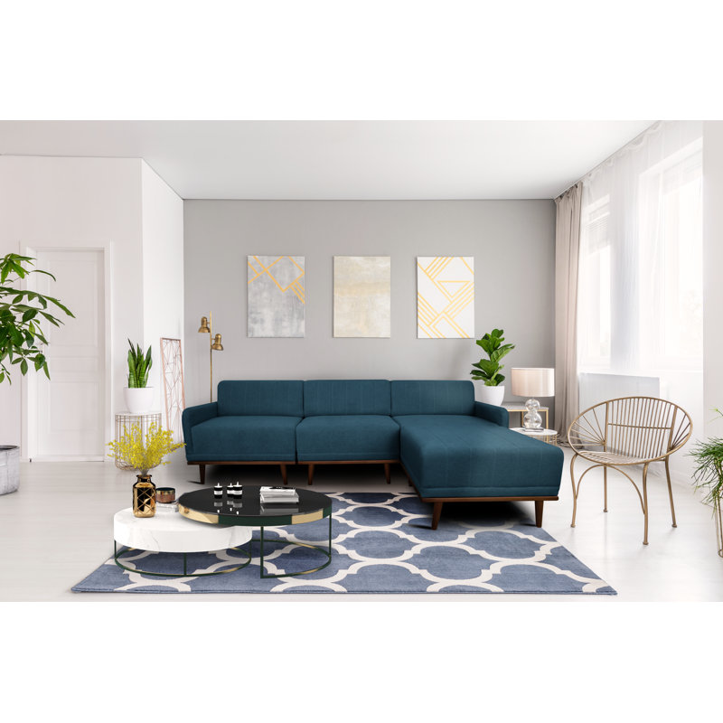 Sjard 4 Seater Sofa & Chaise, Grey Polyester Blend, Right Hand Facing