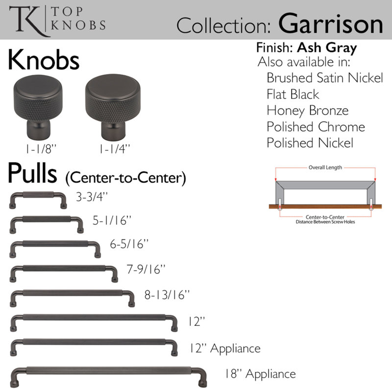 Garrison Knob 1 1/8 Inch Knob, Antique Gray, 1 1/4" Knob Diameter