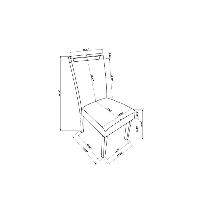 Chaise de salle à manger rembourrée à dossier plein 2 pièces gris