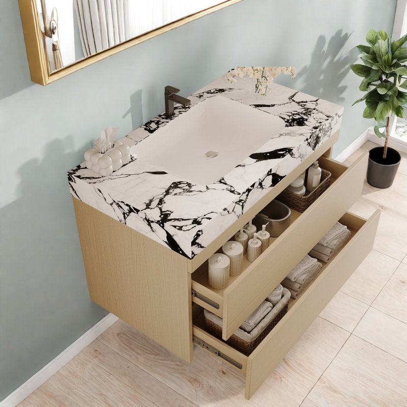 Meuble-lavabo moderne (avec meuble-lavabo et lavabo), rangement en bois de 29,9 po