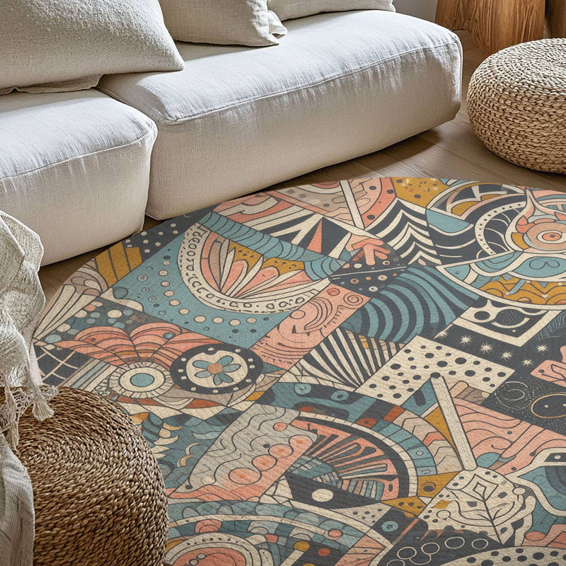 Tapis tressé chromatique, Rond 5 pi