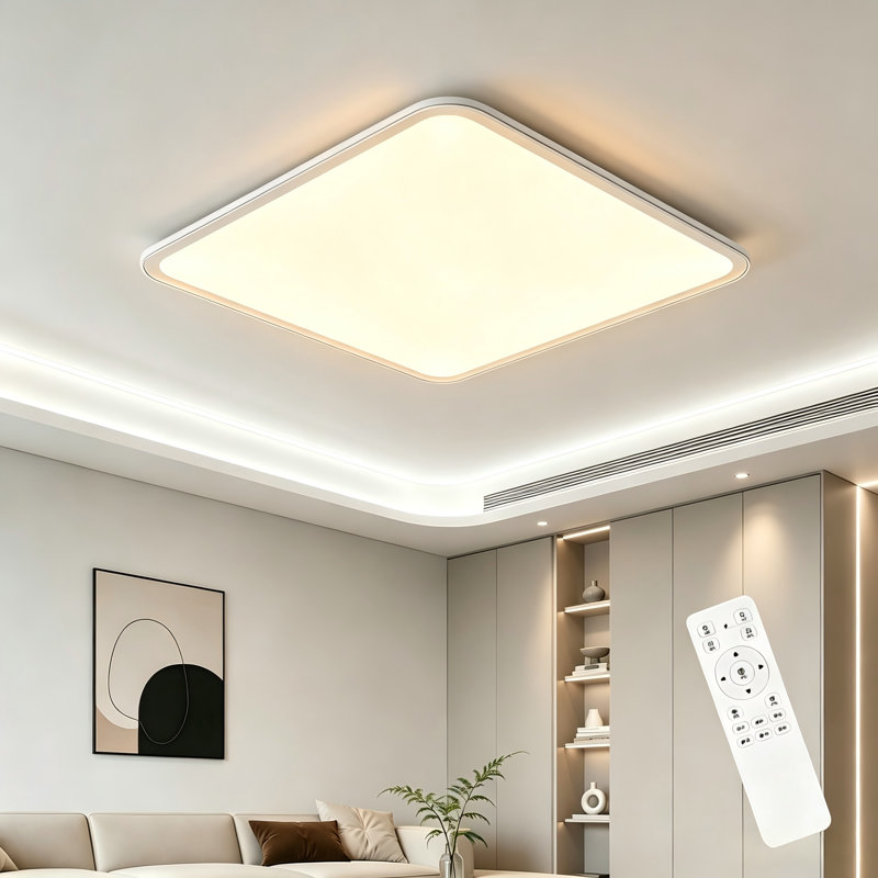 Deshunda 1 - Light 19.7" Simple Square LED Flush Mount, White