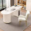 Blanc + demi-cercle en pierre frittée blanc crème + bois manufacturé avec bureau 1 tiroir-108647404-108647401
