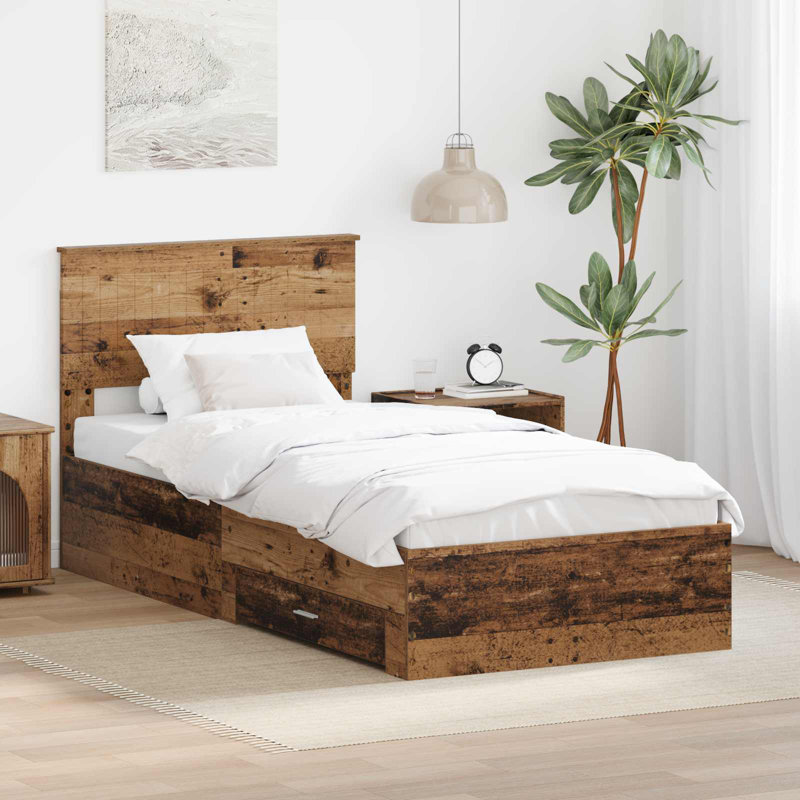 Bed, European Single (90 x 200 cm), Old Wood