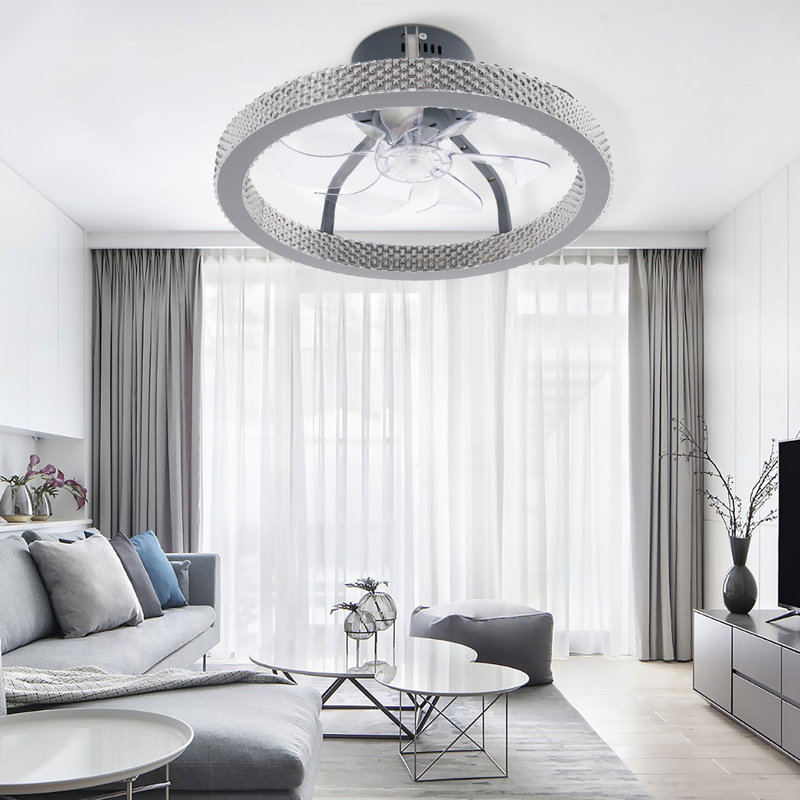 Ventilateur de plafond à 7 pales à DEL avec télécommande et ensemble d'éclairage inclus