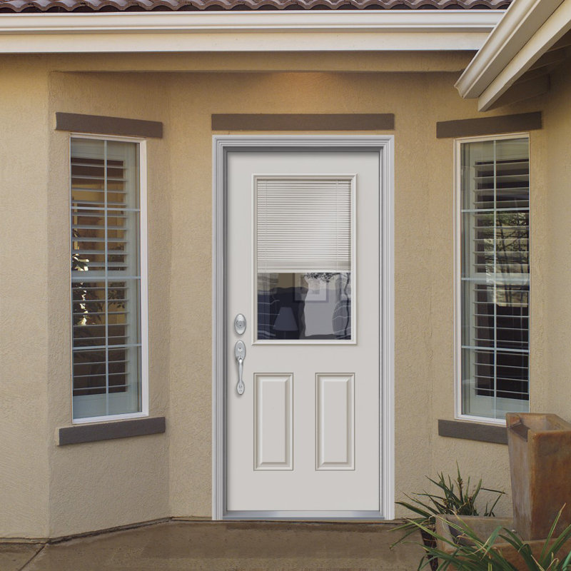 15-Lite Fibreglass Smooth 2-Panel Primed Fibreglass Prehung Front Entry Door, 80" H x 32" W x 1.75" D, Right Hand/Inswing
