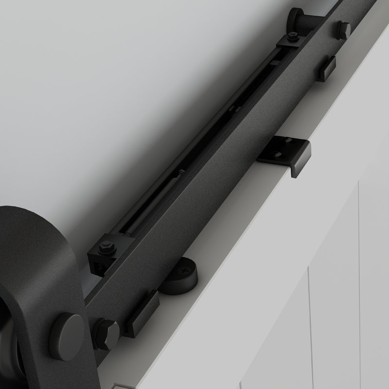 Soft Close Standard Single Barn Door Hardware Kit, Matte Black