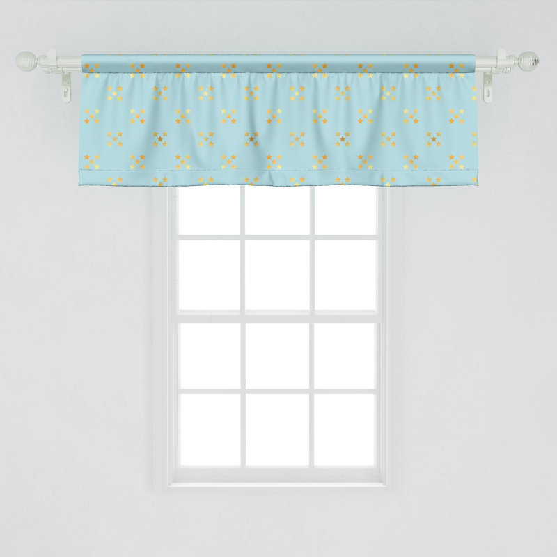 Ambesonne Abstract Valance Pack of 2 Rhythmic Gradient Star Sky  Pale Blue and Mustard, 54" W x 12" L