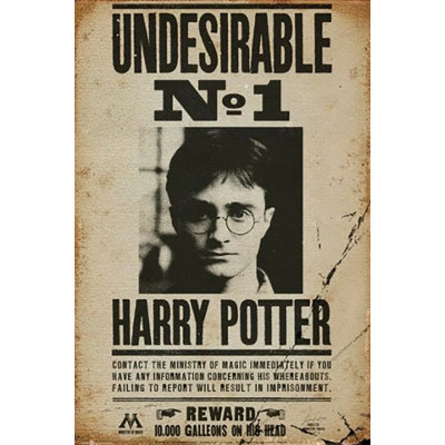 BUY ART FOR LESS Officially Licensed Harry Potter - Undesirable No 1 Wanted 24 x 36 Inch Movie Art Poster - Decorative Print - Poster Paper - Ready to Frame