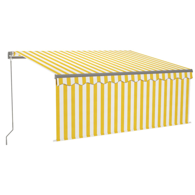 Dakota Fields 250cm D Fabric Yellow&White Cover Retractable Patio Awning, Yellow/White, 3m W x 2.5m D