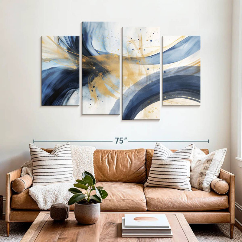 Bleu abstrait et beige Avery