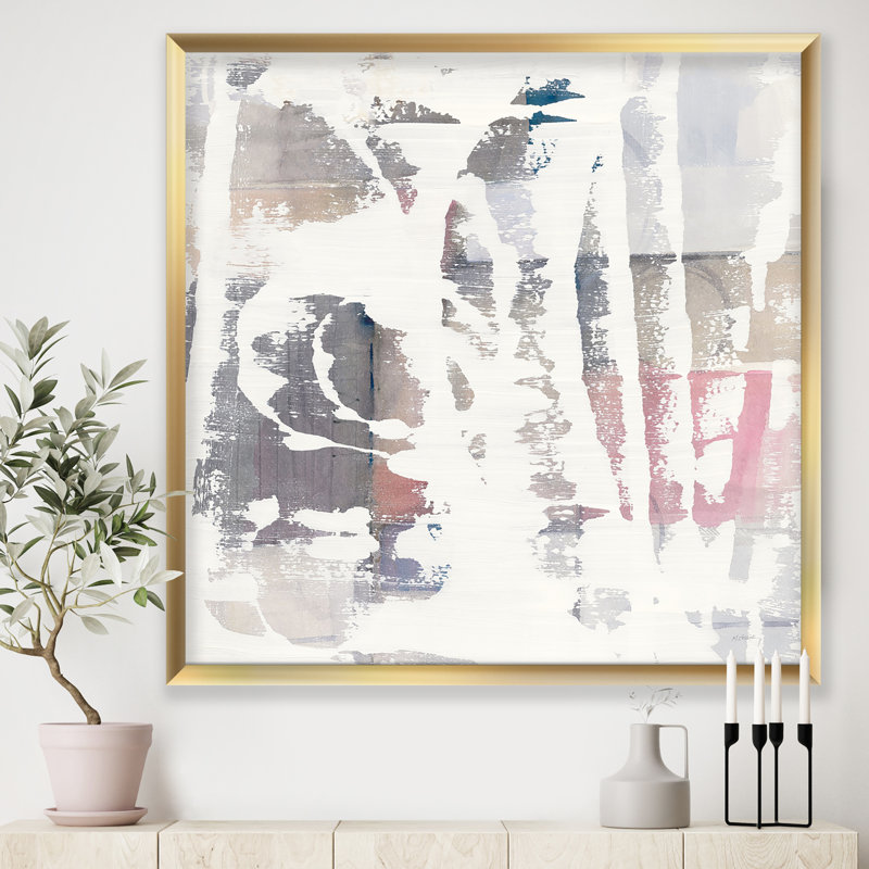 Cadre photo "white out geometric" , reproduction d’art sur toile, Cadre doré, H 30 po x l 30 po x P 1 po