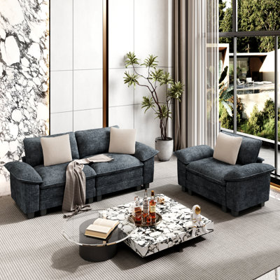 Ensemble de canapé modulaire rembourré 2 pièces, ensemble de canapé surdimensionné avec causeuse et fauteuil