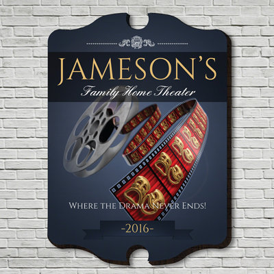 Family Movie Time Personalized Home Theatre Sign Wall Décor