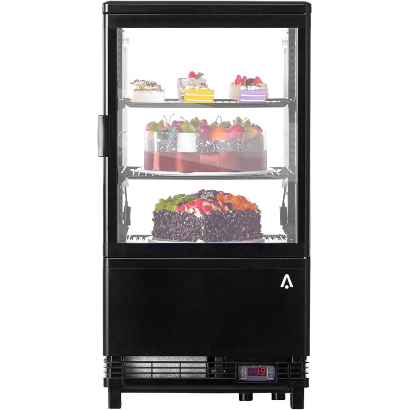 2.1 Cu.ft Commercial Refrigerator Display Case, Single-Door Pastry Display Fridge with Interior LED Lighting, Double-Layered Glass Countertop Bakery Display Refrigerator