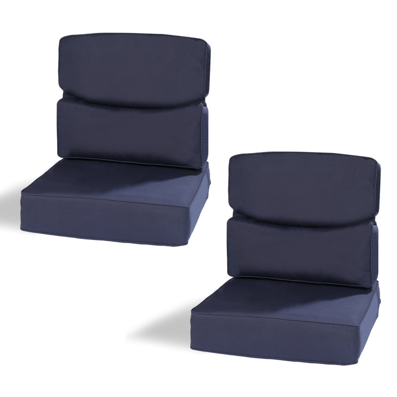  Smile Outdoor Chair Cushions Set, Sunbrella Fabric High Back and Deep Seating Outdoor Cushion, Set of 2, Canvas Navy