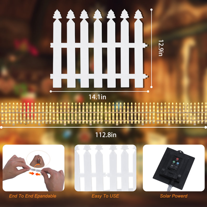 8-Pack Solar-Powered Lighted Fence (Christmas Tree Decor Style)