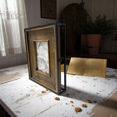 Dark Metal and Wood Modern Photo Frame