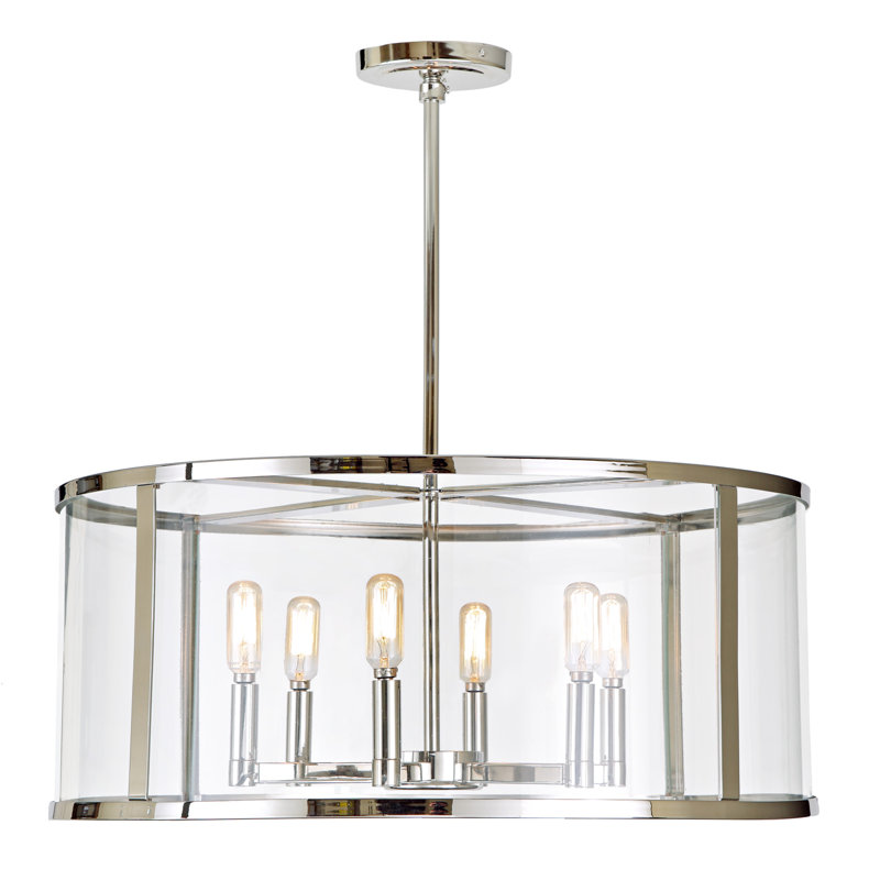 Kamiyra 6 - Light Geometric Chandelier, Polished Nickel