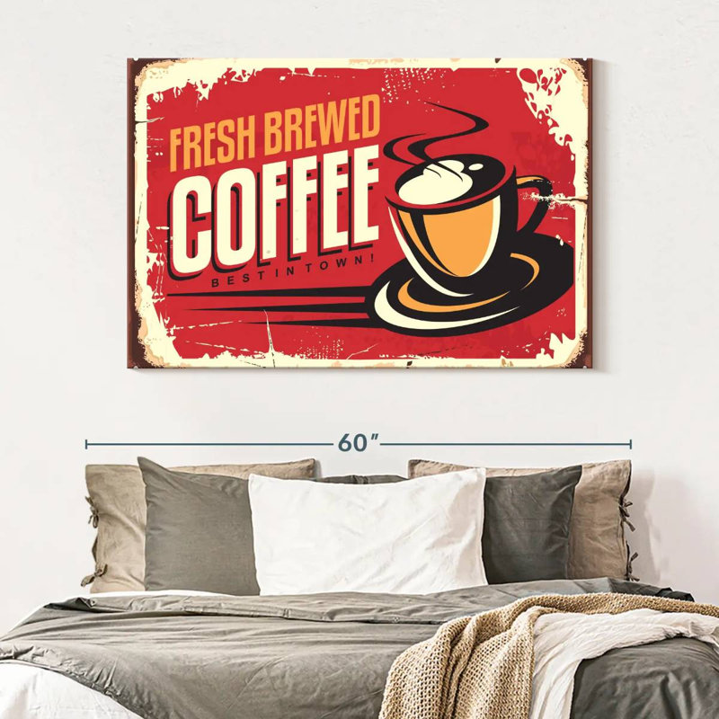 Fresh Brewed Coffee Wall Sign, 34" H x 51" W