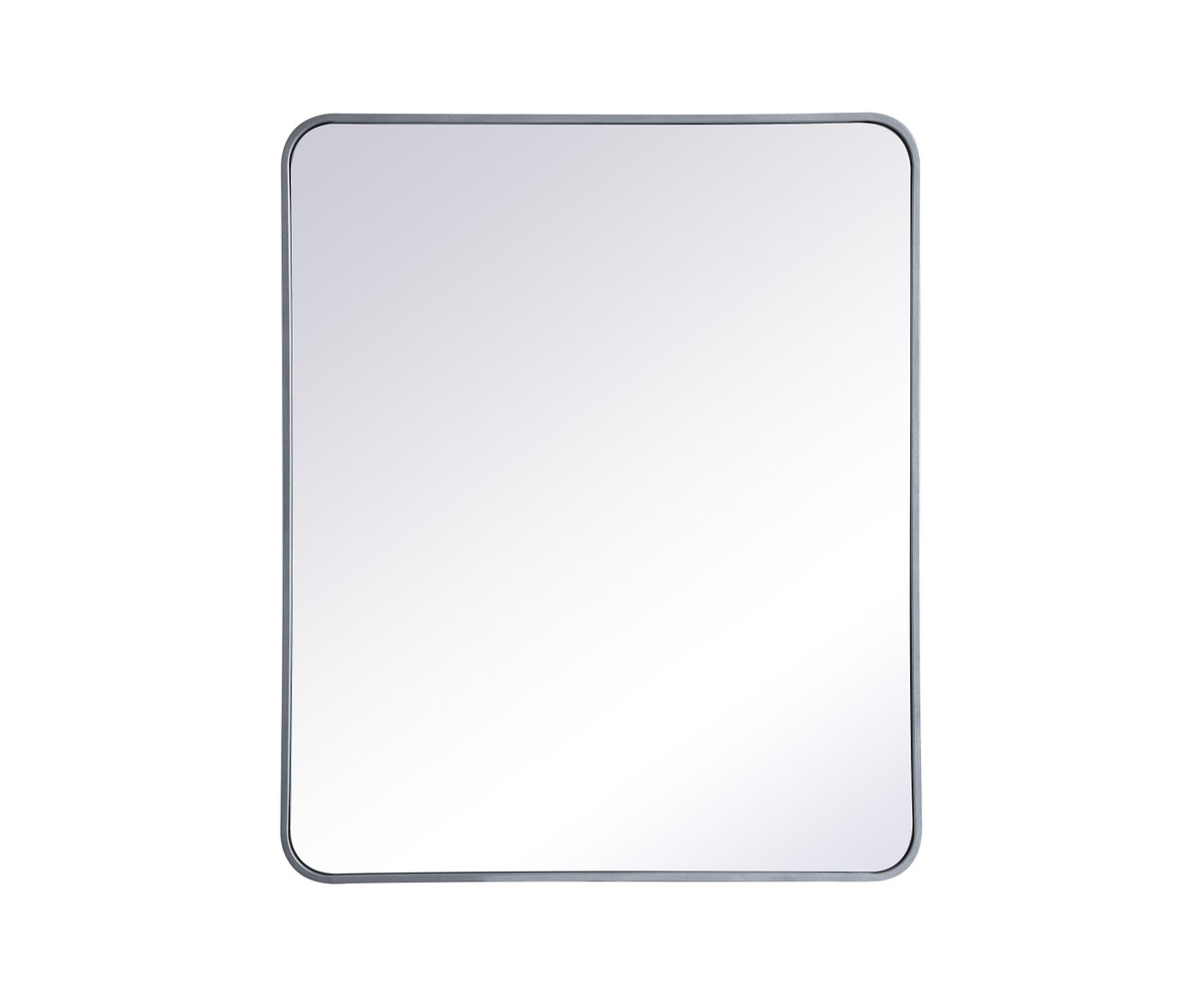 Sabine Metal Rounded Rectangle Wall Mirror, Silver, 36" x 30"