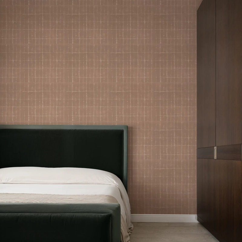 Wash Grid - Wallpaper, Terracotta, Peel & Stick, Self-Adhesive