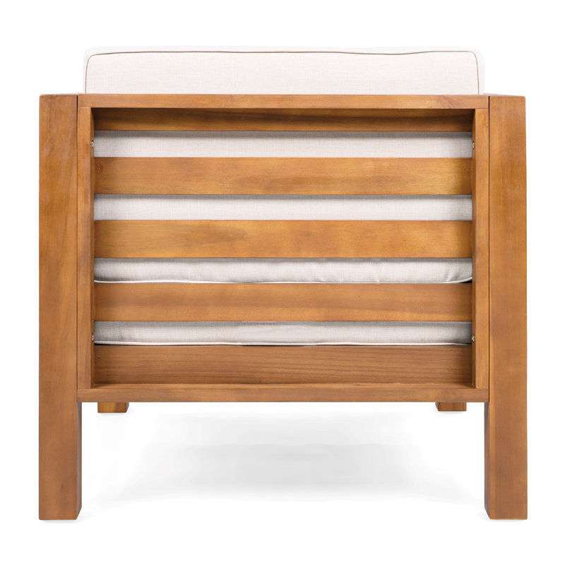 Fauteuil de patio d'extérieur avec coussins, Mélange de corde brune / finition teck, 2