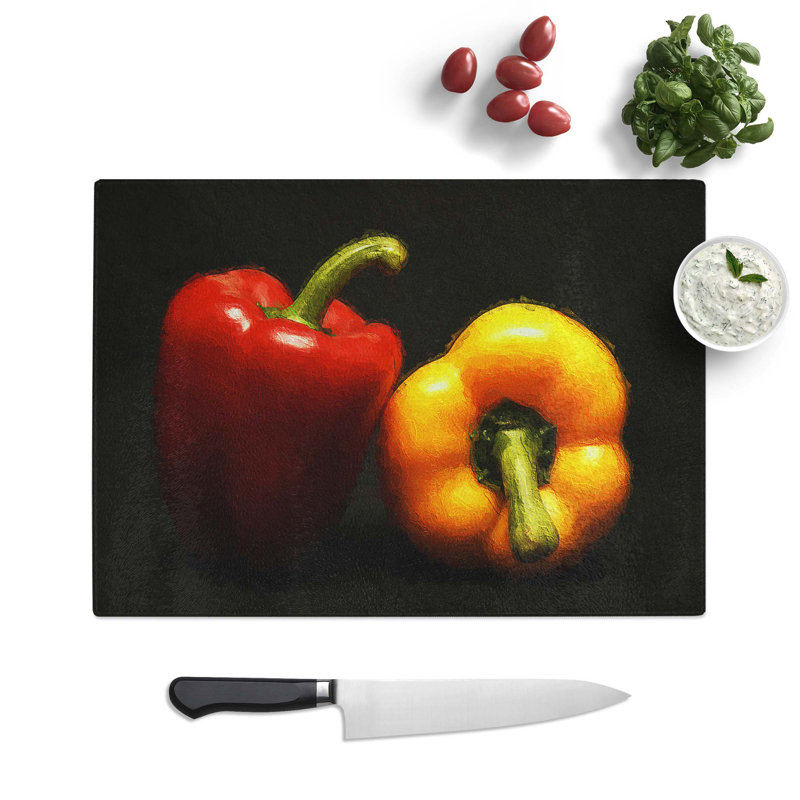 Tempered Glass Bell Pepper Chopping Board, 28.5 cm W x 20 cm L