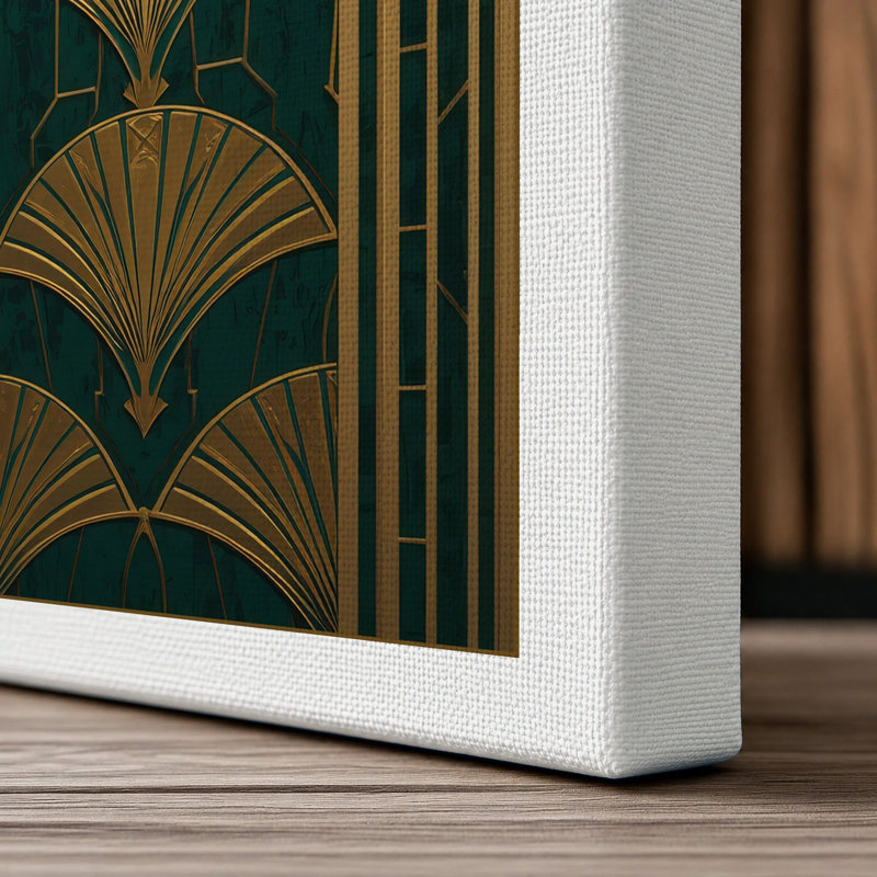 Gilded Fans Art Deco - Wrapped Canvas, 24x16 - 61.0 x 40.6 cm, White Border