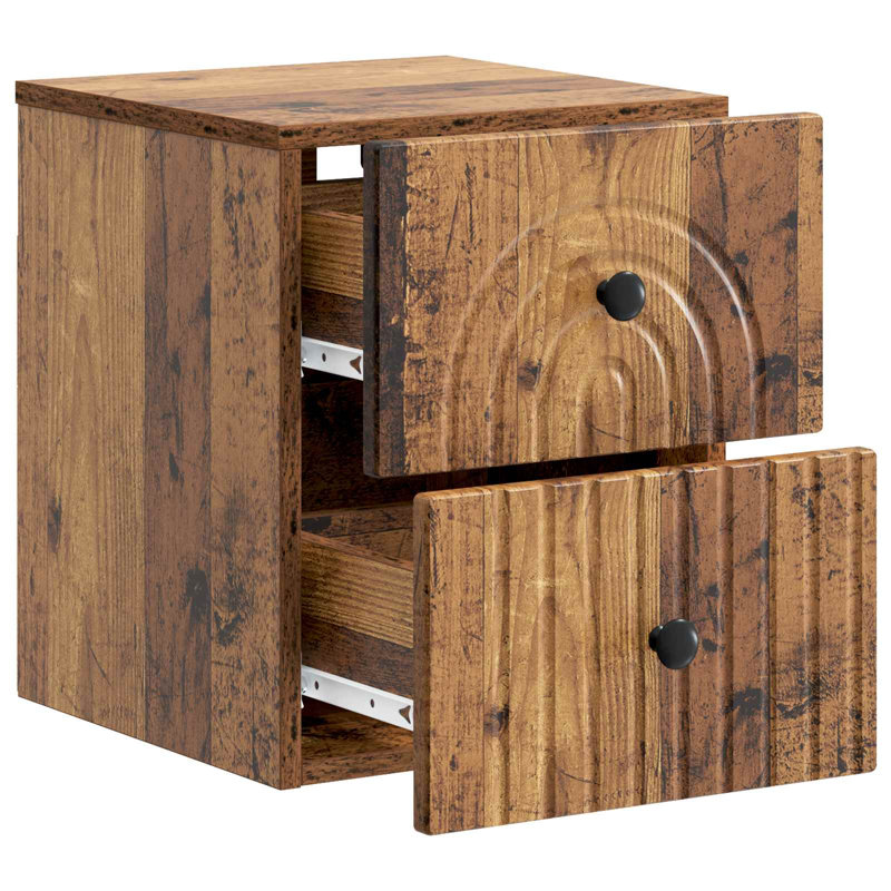 33cm W Manufactured Wood Bedside Table, Old Wood