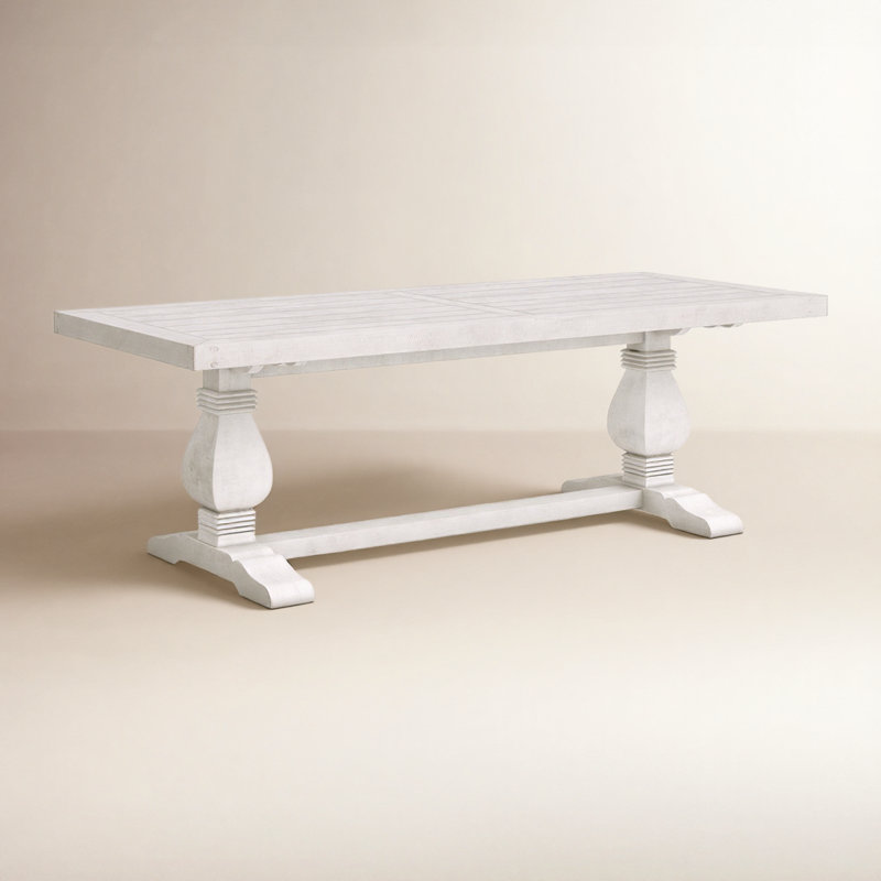 Kinston 94" Solid Wood Dining Table, Distressed Ivory