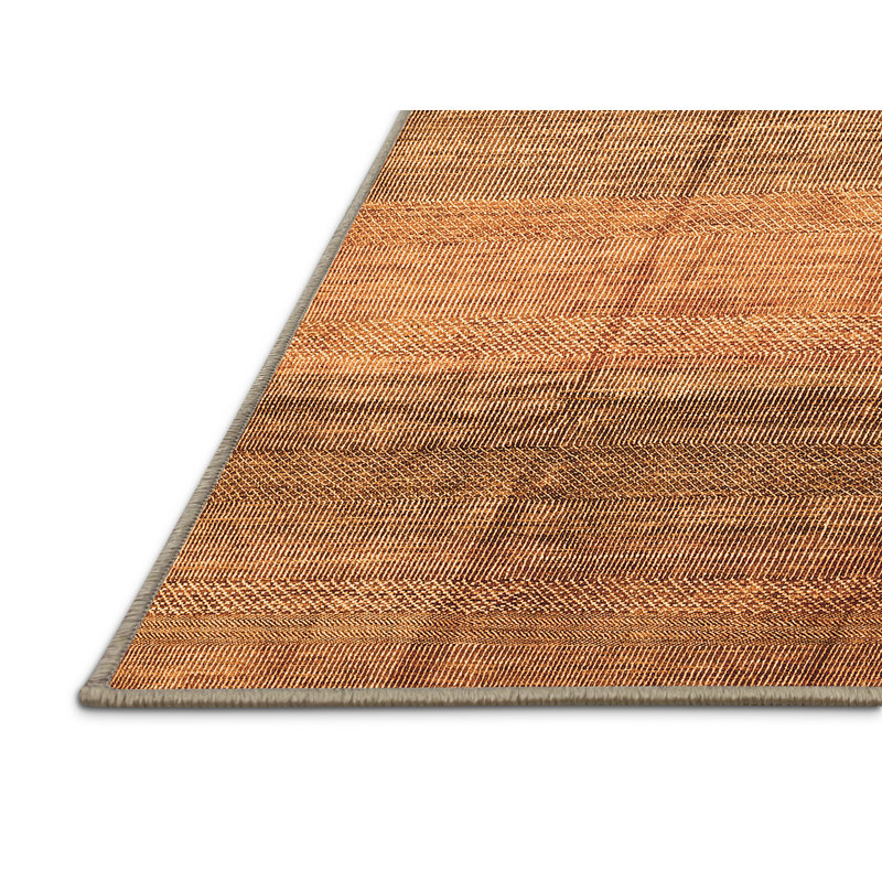Tapis orange tissé à la machine Miya-Leigh, Rectangle 8 pi x 10 pi