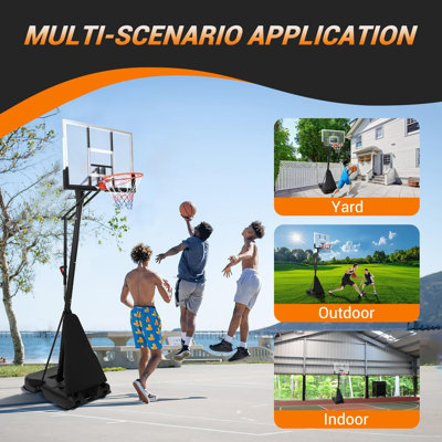 Portable Basketball Hoop 5.2-10 FT Adjustable Height with 47-In Backboard, Stable Base and Wheels for All Ages