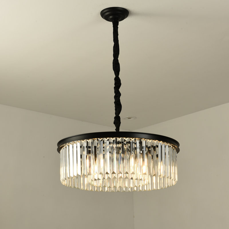 Stalnaker 6 - Light Dimmable Drum Chandelier, Black