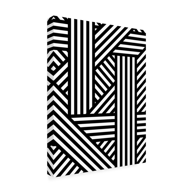 Gorée, abstrait, noir et blanc, dessin abstrait moderne audacieux 2, H 19 po x l 14 po x P 2 po