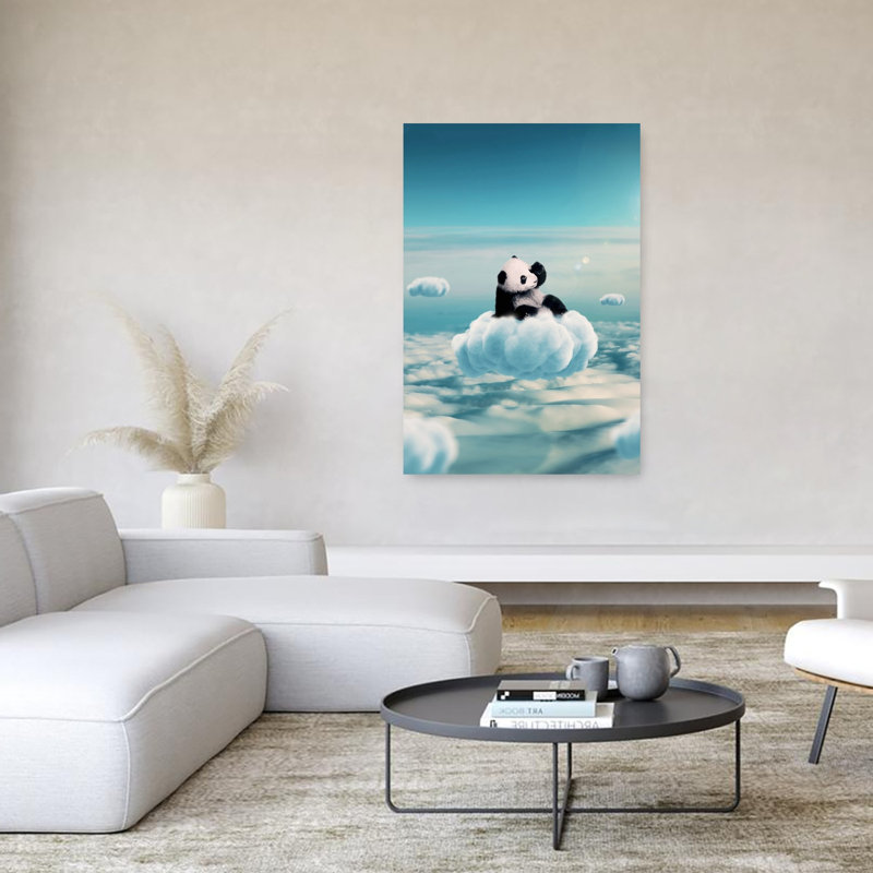 Baby Panda Cloud Dream Abstract Contemporary Wall Art Print 1 Piece Wrapped Canvas Wall Art, 152.4cm H x 101.6cm W