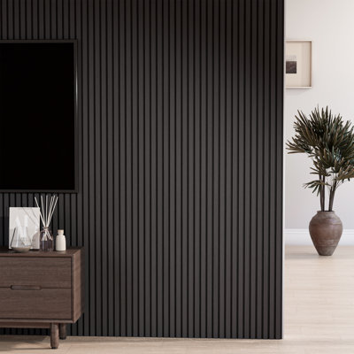 4 panneaux muraux décoratifs en bois à lattes de 95 po x l 12 po, panneaux insonorisants 3D pour murs et plafonds