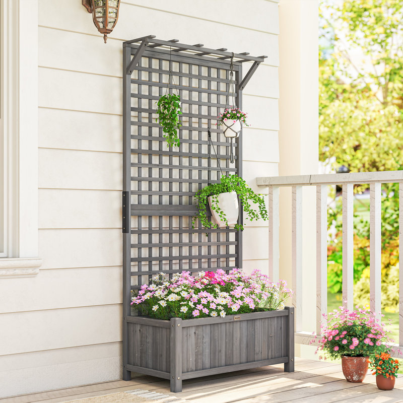 Wood Raised Garden Bed, Grey