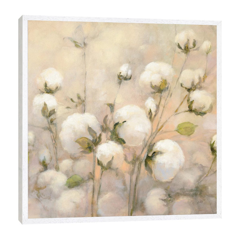 Cotton Field, Close Up by Julia Purinton - Print on Canvas, White Framed, 93.98 cm H x 93.98 cm W