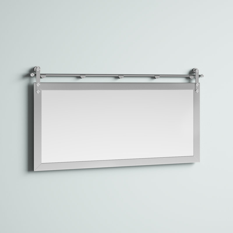 Miroir de salle de bain, 30 po x 63 po, Nickel brossé / Argent