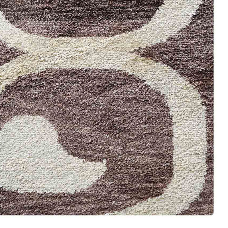 Brun contemporain | Tapis intérieur beige en soie noué à la main, Rectangle 6 pi x 9 pi