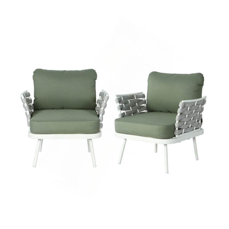 Ensemble de 2 fauteuils club Mariano, Blanc cassé, Vert