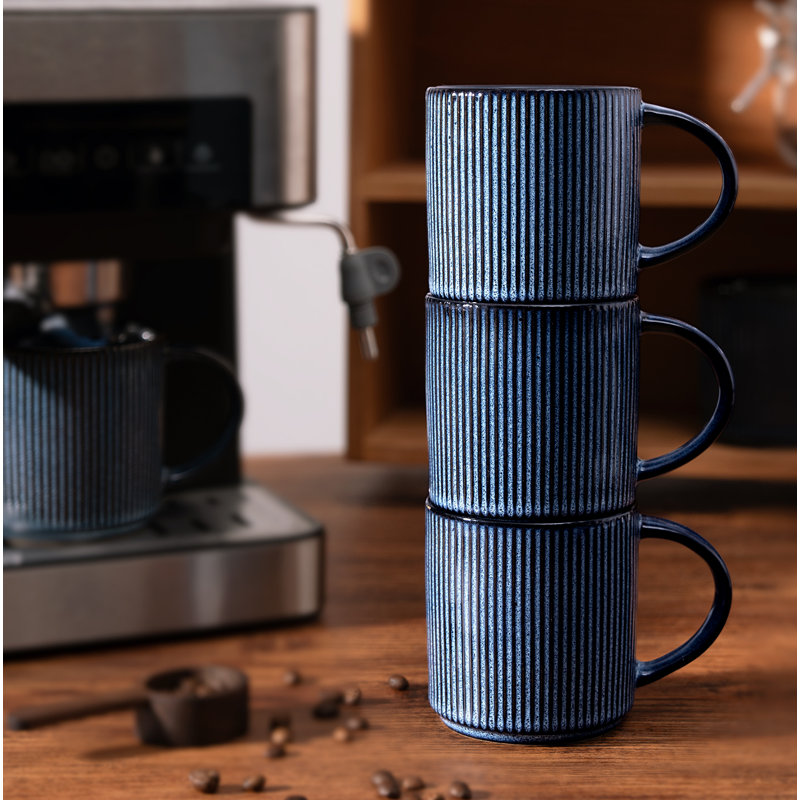 Grande tasse à café en grès Azal, Bleu nébuleuses, 12 oz