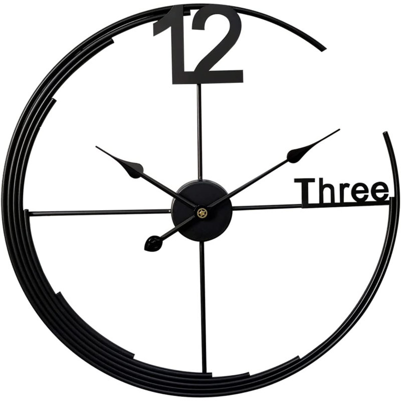 Metal Wall Clock, Black