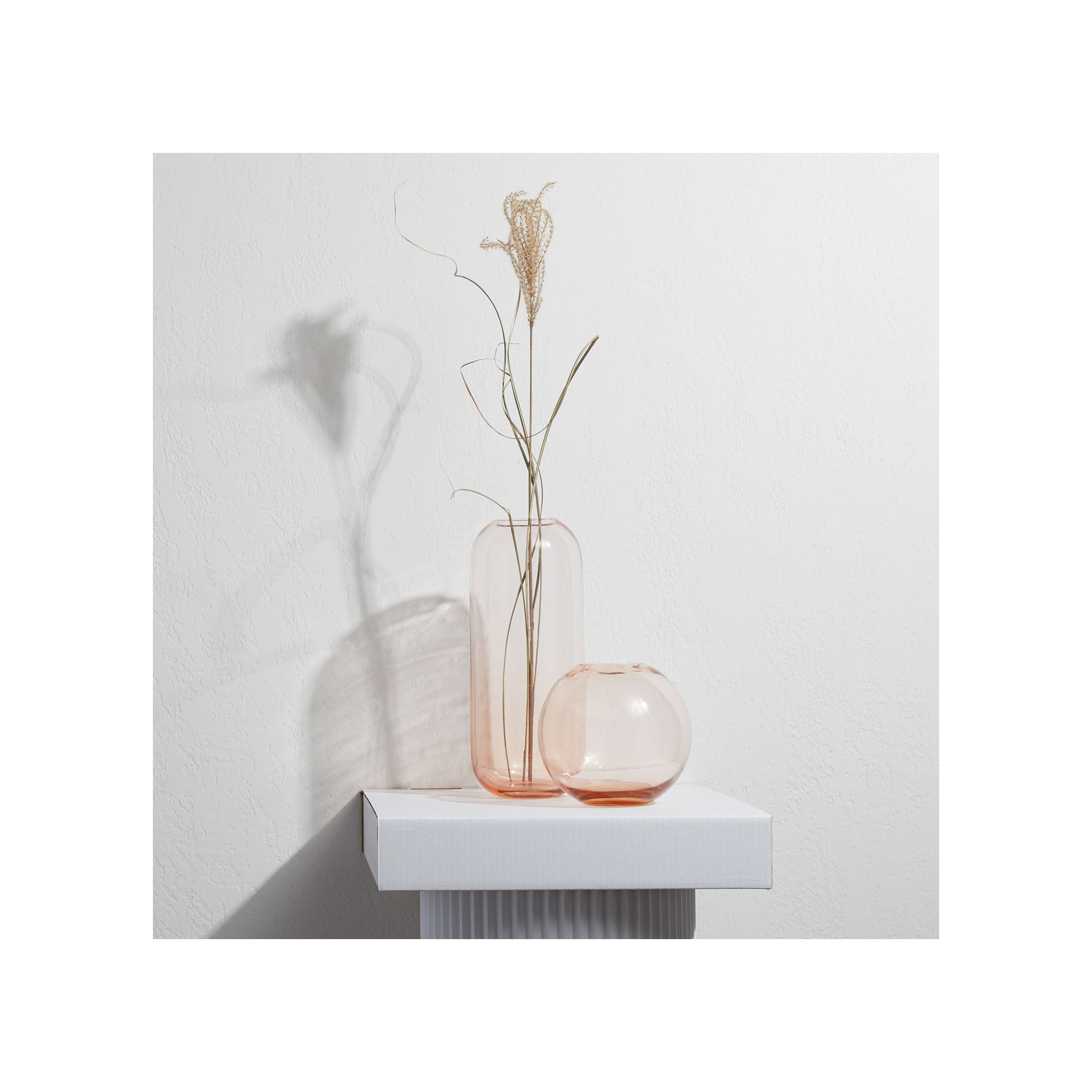 Aurora Handmade Glass Table Vase, Blush, 12.5" H x 5" W x 5" D